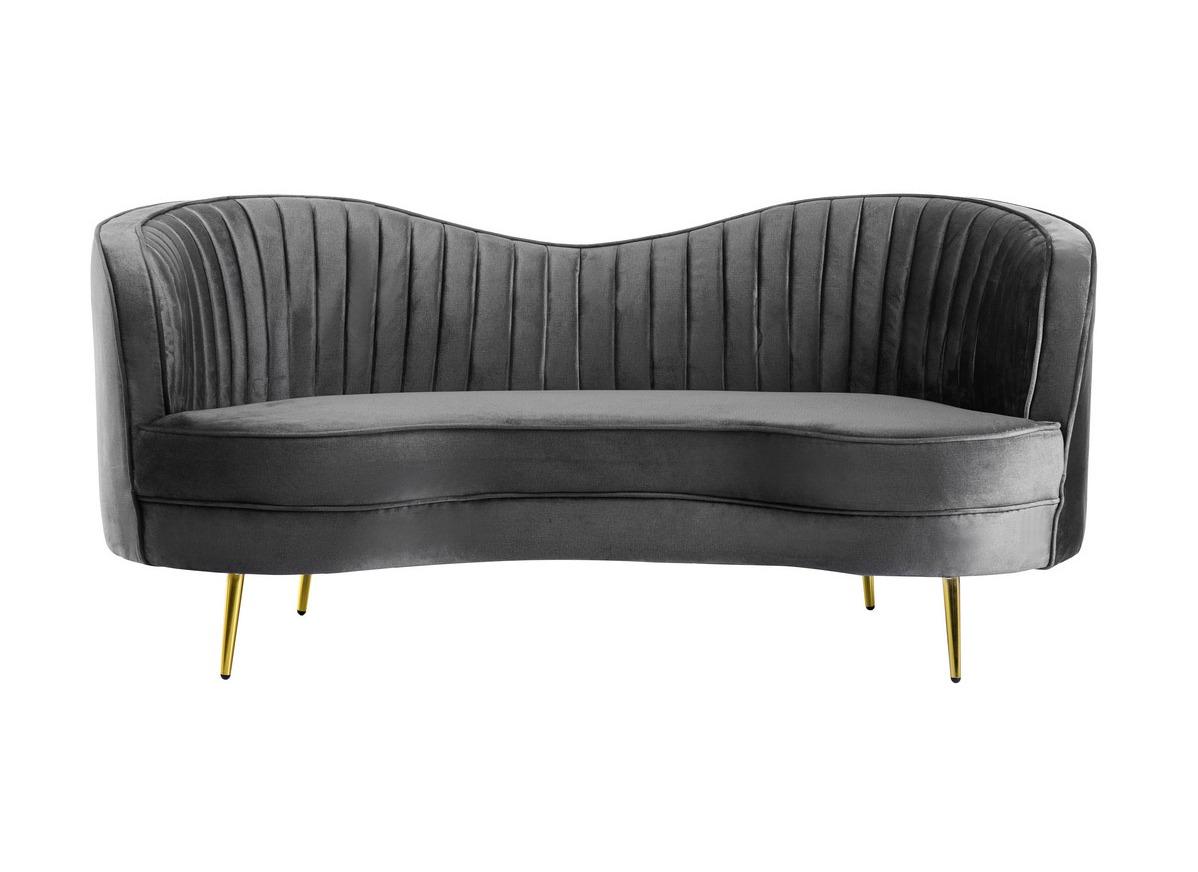 Диван-софа Vetro Mebel Моніка латунь/дерево/тканина велюр 1850х870х840 мм Золотий/Сірий - фото 2 Диван-софа Vetro Mebel Моніка латунь/дерево/тканина велюр 1850х870х840 мм Золотий/Сірий - фото 2