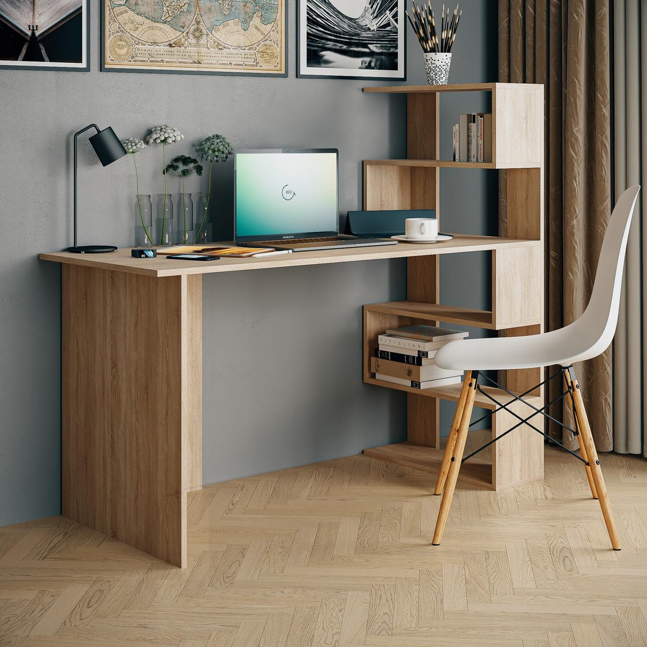 Письменный стол с полками 141,6x122,6x58,4 см Дуб Сонома (ST-0015)