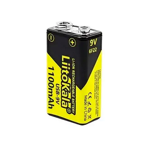 Аккумулятор Крона/6LR61 LiitoKala USB-9V 1100 mAh литий-ионный со встроенной зарядкой Type-C (19321)