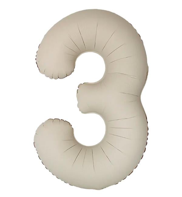Воздушный шар Slim Flexmetal Цифра «3» 1 м Кремовый сатин (10536)