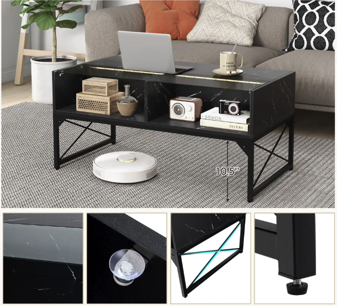 Журнальный стол Costway Moderne с подсветкой Черный (4731) - фото 11 Журнальный стол Costway Moderne с подсветкой Черный (4731) - фото 11