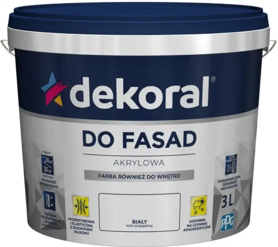 Краска фасадная акриловая Dekoral Do Fasad 3 л (2600668879) - фото 1 Краска фасадная акриловая Dekoral Do Fasad 3 л (2600668879) - фото 1