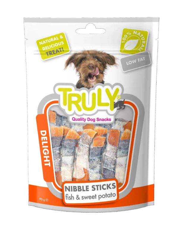 Лакомство для собак Truly Nibble sticks fish sweet potato-батат в рыбной кожуре 90 г