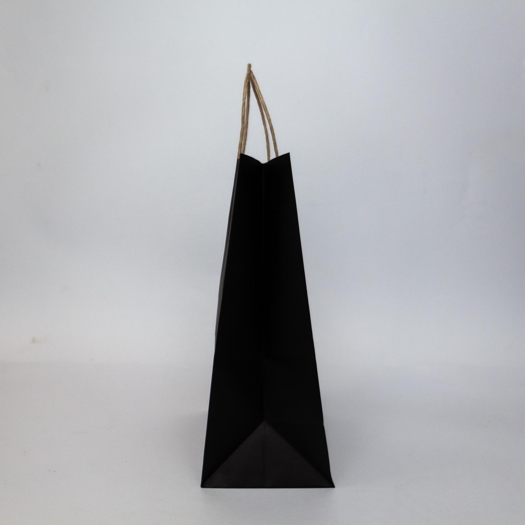 Пакет крафт з крученими ручками маленький 50 шт. 150х90х240 мм Чорний - фото 2