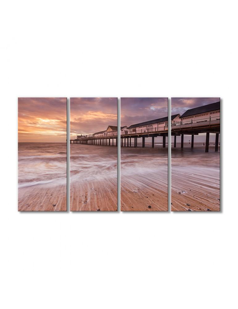 Картина модульная Пейзаж закат вода причал 4 модуля 80x120 см(005059Pejzazh0011)