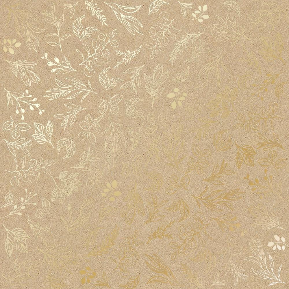 Лист бумаги односторонний Golden Branches с фольгированием 30,5х30,5 см Kraft