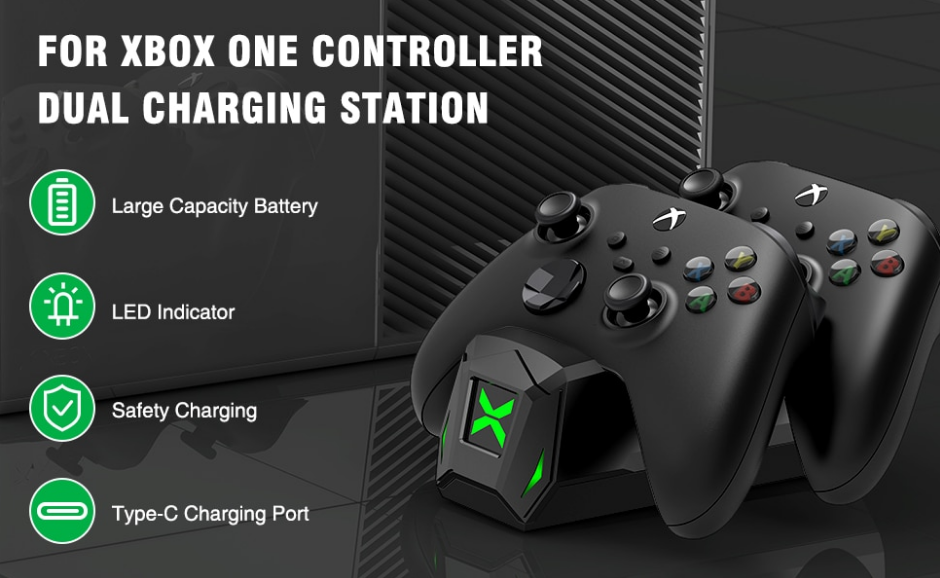 Док-станція BEBONCOOL + 2 акумулятора 2550 mAh для геймпадів Xbox One (S/X) / Elite / Series (S/X) / Чорний - фото 8 Док-станція BEBONCOOL + 2 акумулятора 2550 mAh для геймпадів Xbox One (S/X) / Elite / Series (S/X) / Чорний - фото 8