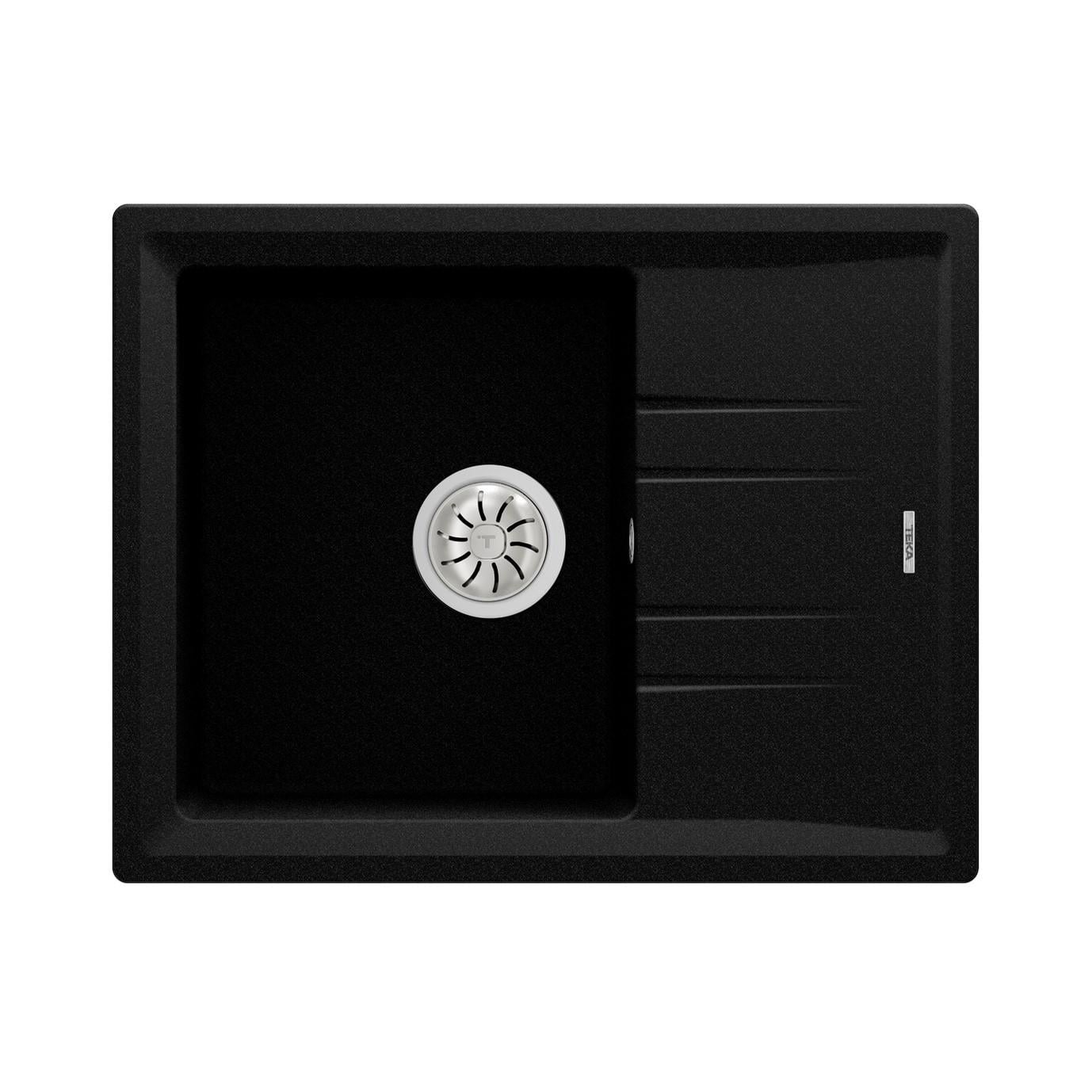 Мойка для кухни гранитная Teka Stone 45 B-TG 1B 1D 650x510 прямоугольная врезная Черный металлик (115330045)