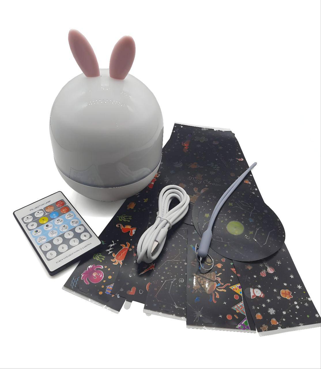 Ночник с розовыми ушками зайчика регулировка яркости 6 шаблонов (155740) Ночник с розовыми ушками зайчика регулировка яркости 6 шаблонов (155740)