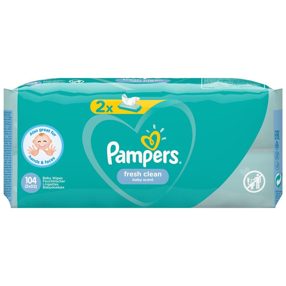 Вологі cepветки дитячі Pampers Fresh Clean 52 шт. (8001841041360)