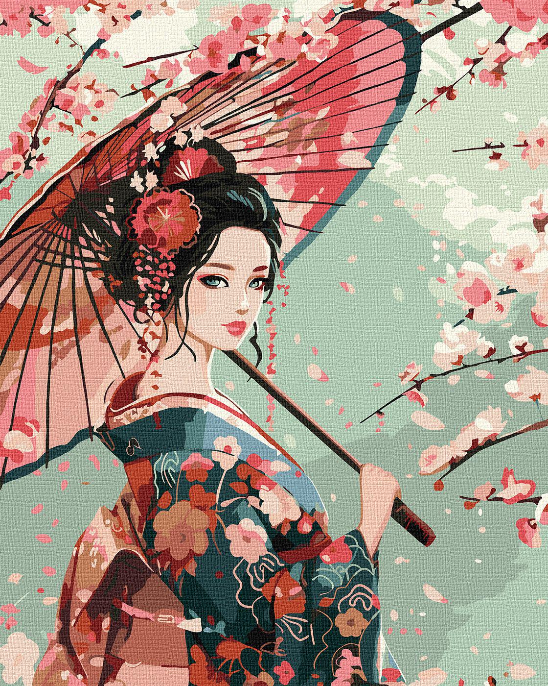 Набір для розпису по номерах Ideyka Дама в кімоно КНО8464 40x50 см (MTT-184832)