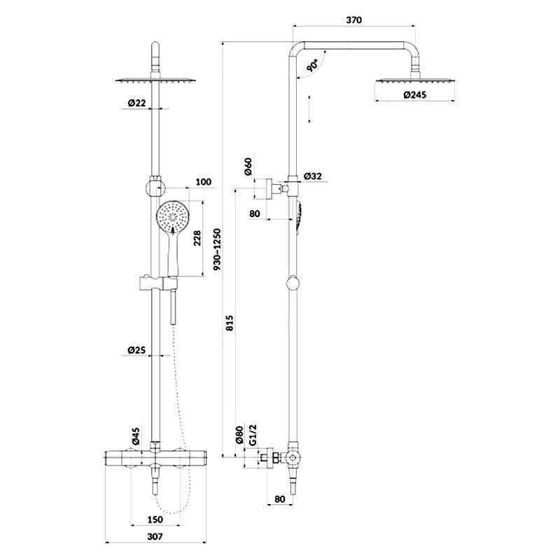 Душова система Cersanit Brasco S951-274 з термостатичним змішувачем Хром - фото 2