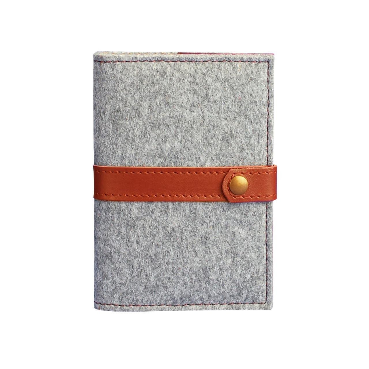 Обкладинка для паспорта фетрова 1.1 вставками шкіряні Коричневий (A-026343)