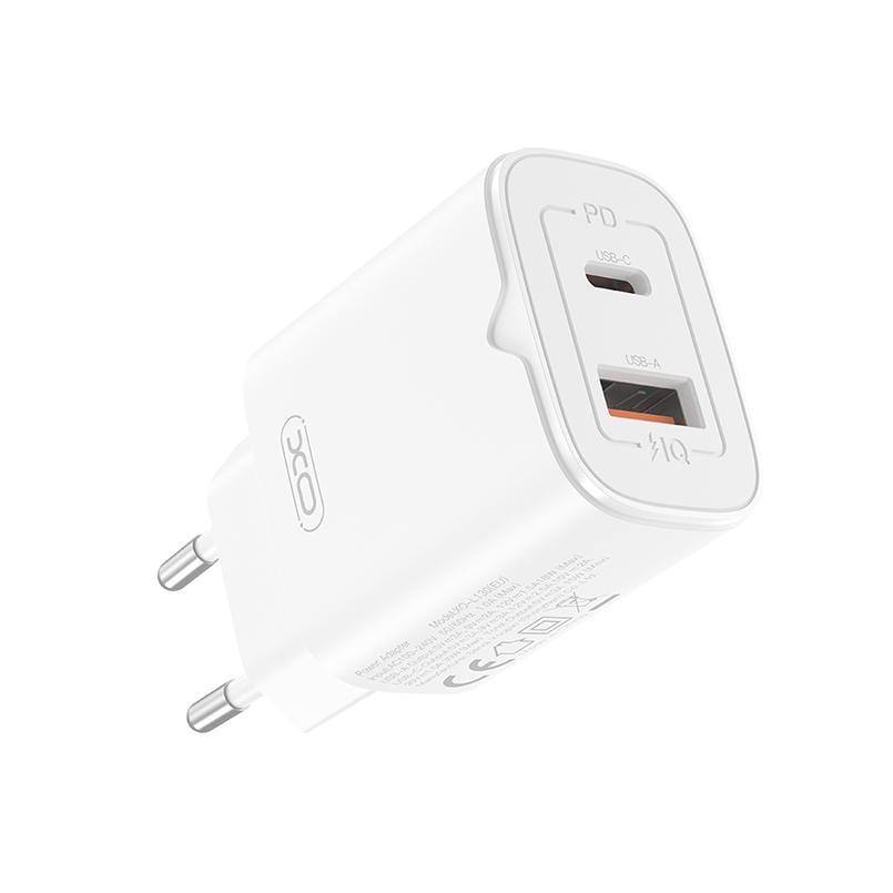 Сетевое зарядное устройство XO L130 PD30W/QC18W 1USB-C+1USB-A Белый (XO-L130)