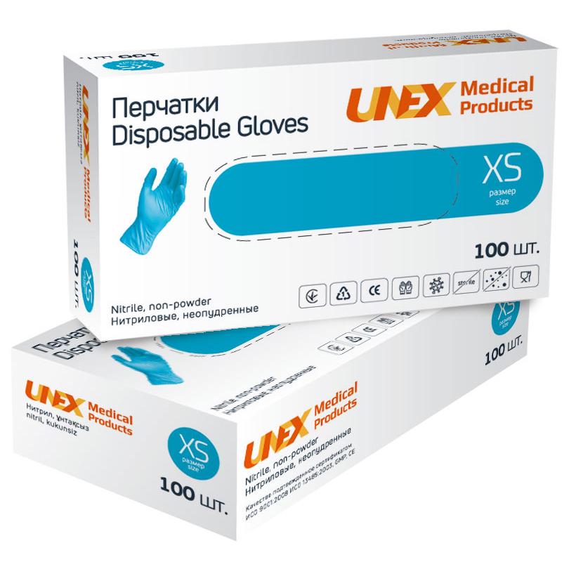 Перчатки нитриловые Unex неопудренные 4 г 100 шт. XS Синий (37268-А) - фото 4