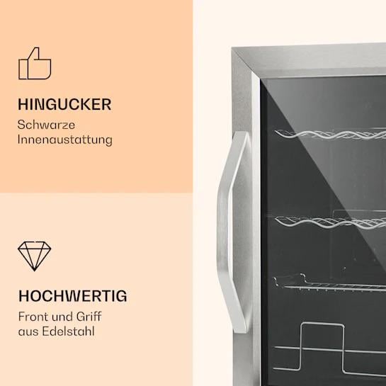 Холодильник вітрина KLARSTEIN Beersafe XL Mix It Edition панорамні скляні двері 60 л 4 полиці - фото 2