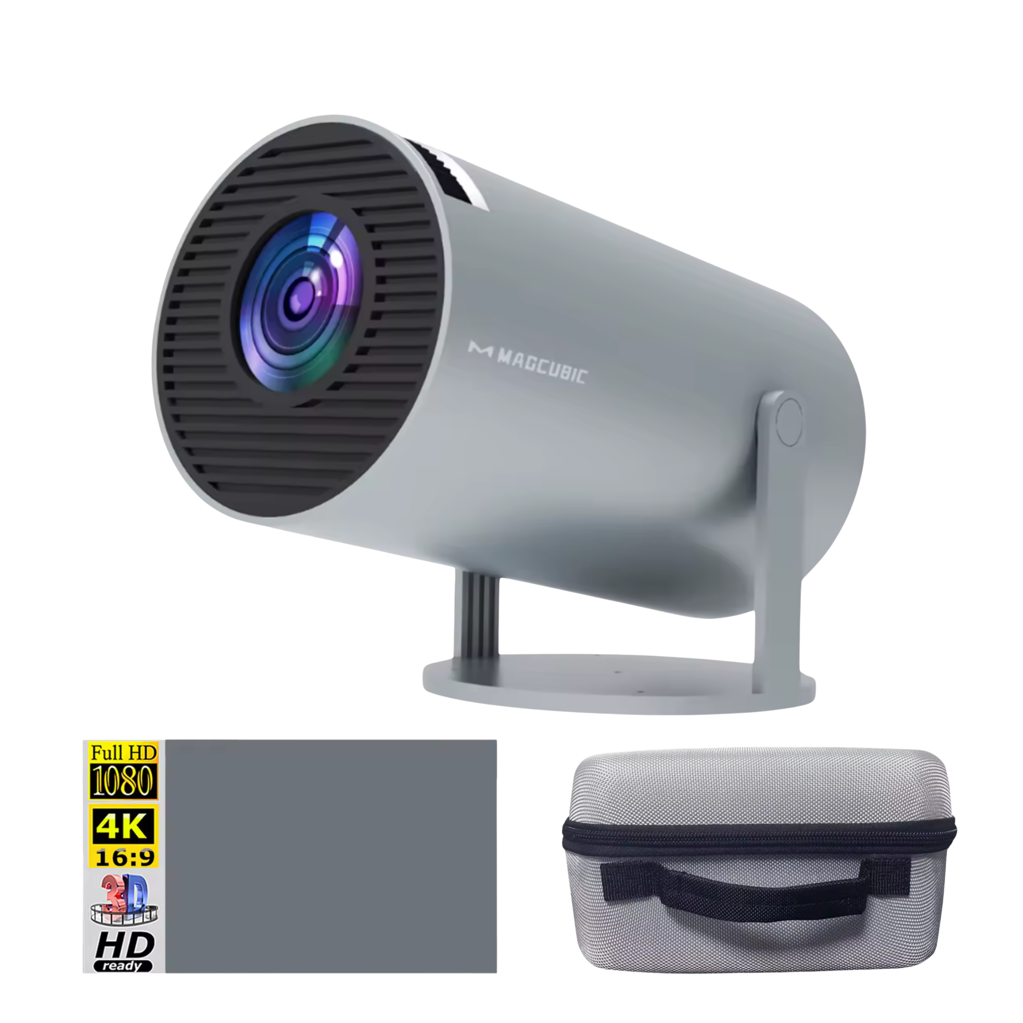 Комплект для домашнего кинотеатра проектор Magcubic HY300 PRO Grey/экран 100"/кейс для проектора (26408113)