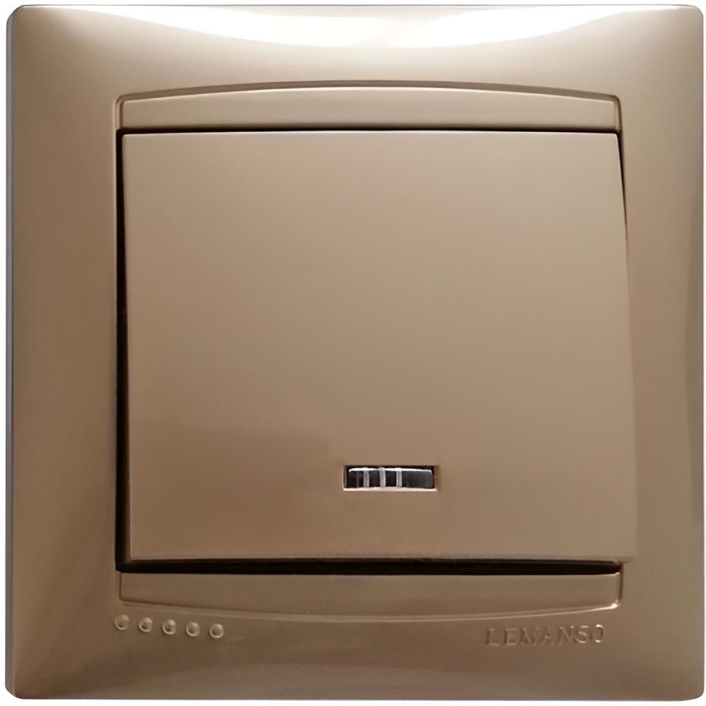 Выключатель одноклавишный Lemanso Сакура с подсветкой Золотой (LMR1204) Выключатель одноклавишный Lemanso Сакура с подсветкой Золотой (LMR1204)