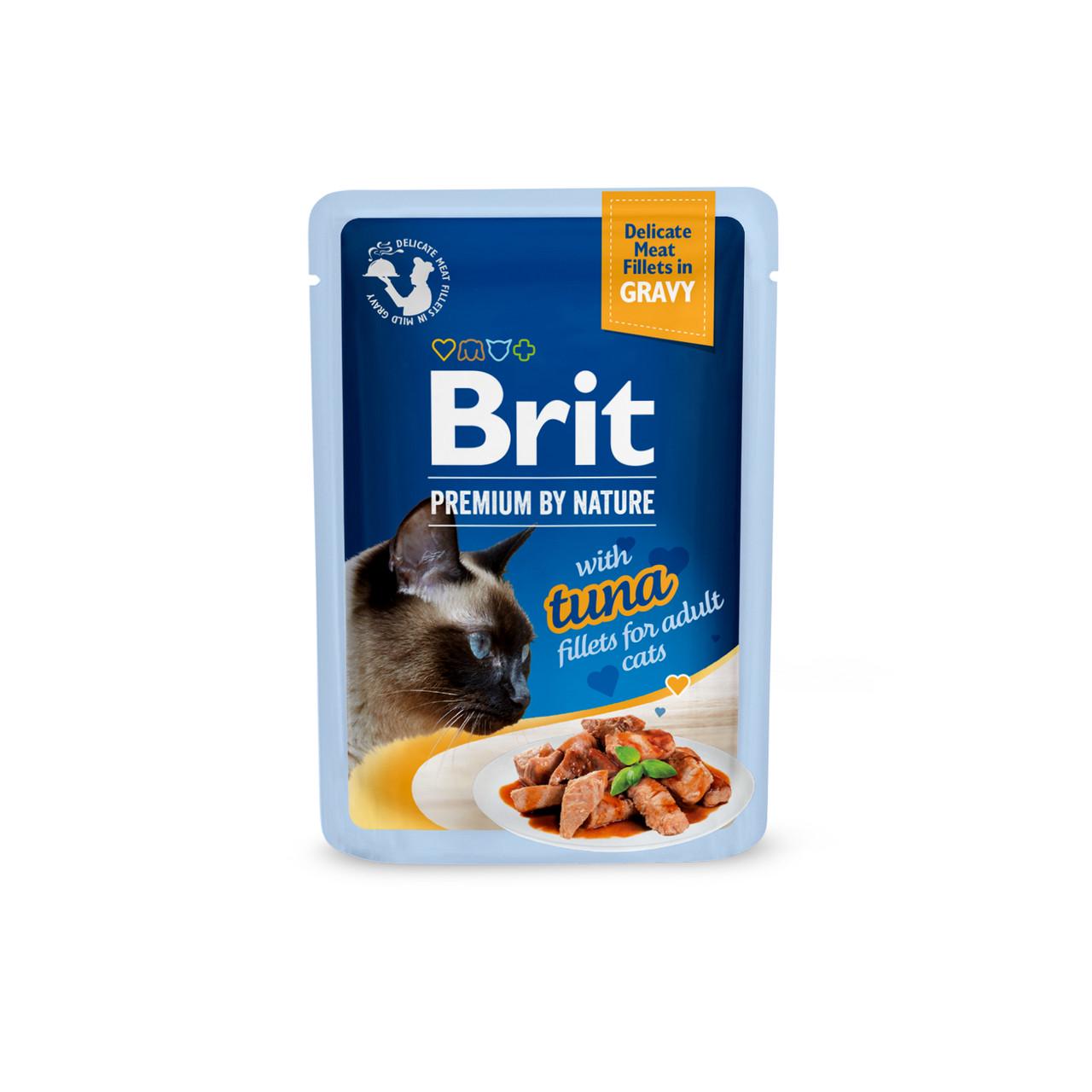 Вологий корм для котів Brit Premium Cat Tuna Fillets Gravy pouch тунець 85 г (101132)