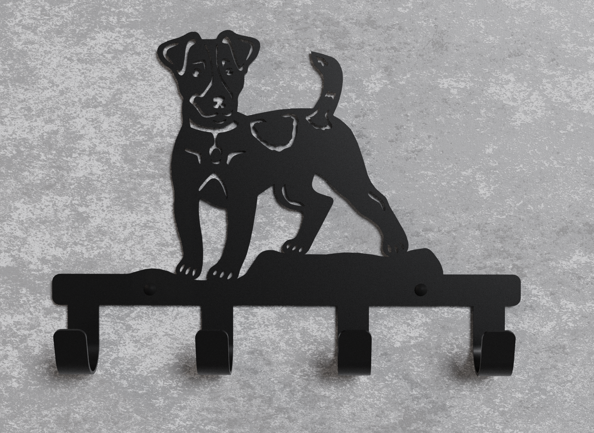 Вішалка настінна Loft-Craft Джек Рассел з металу Чорний (AM-011-bk)