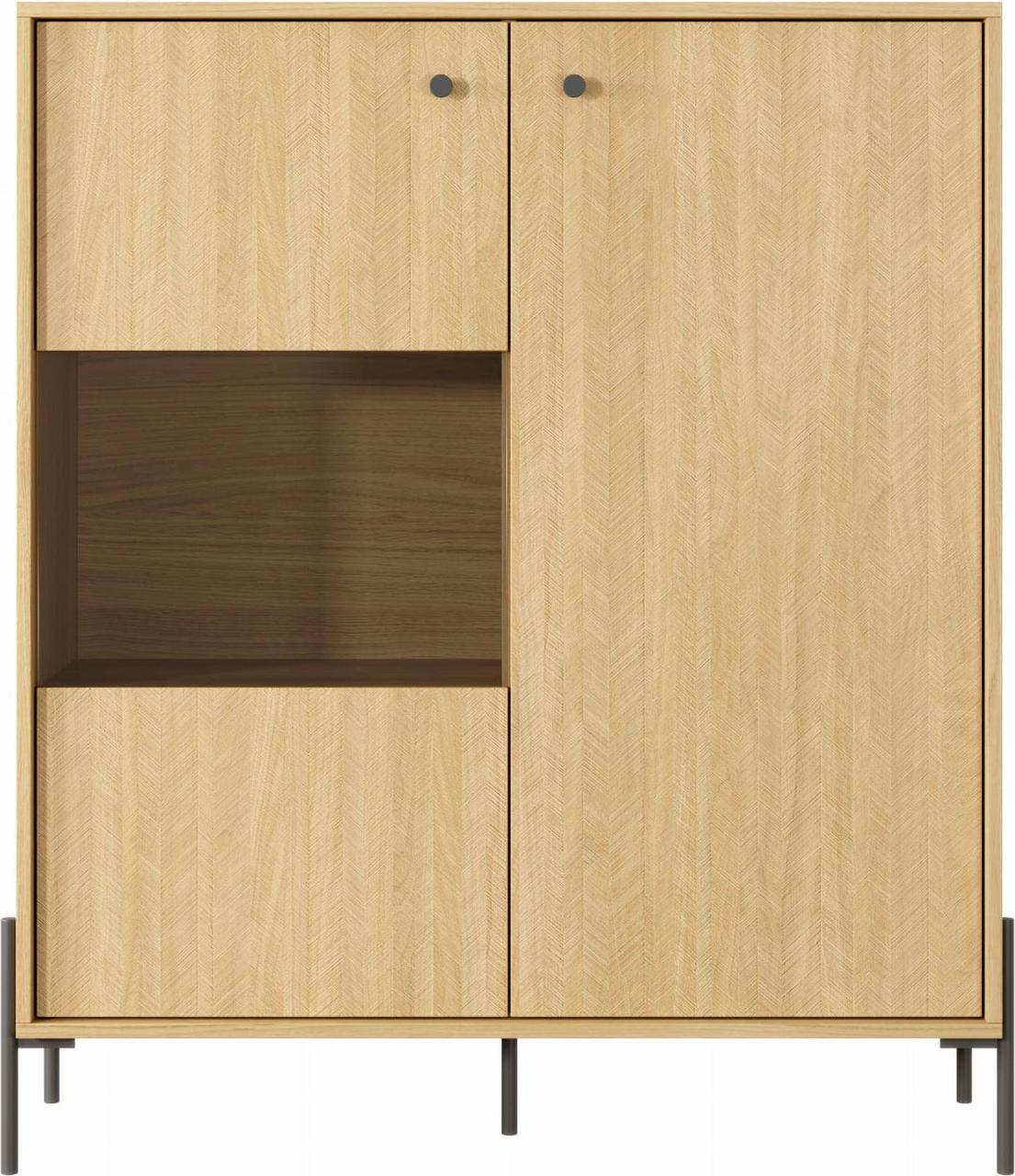 Вітрина Moss Ash matt with black glass black legs (13789)