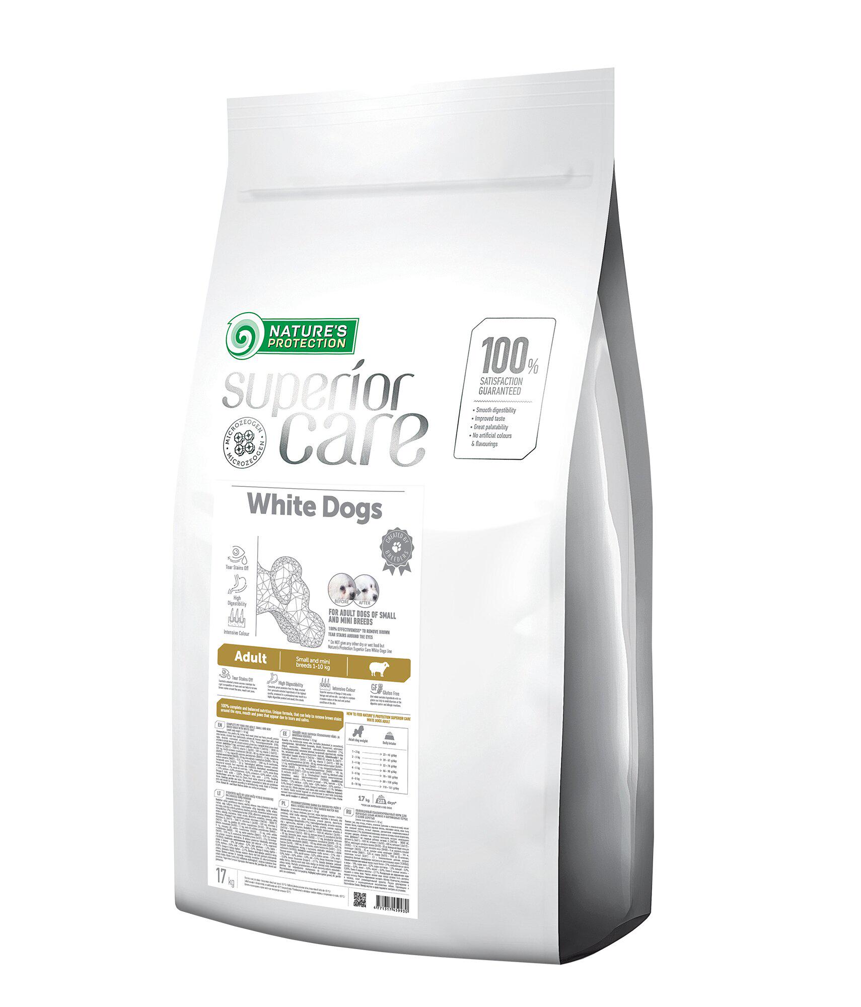 Сухий корм Superior Care White Dogs Small and Mini Breeds для дорослих собак з білим забарвленням шерсті 17 кг