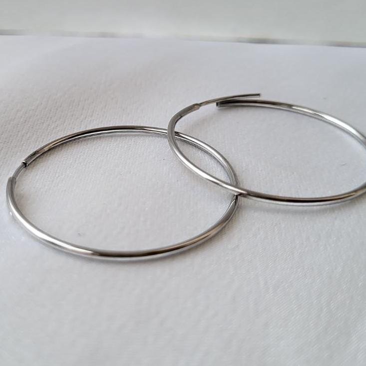 Сережки кольца из серебра 35 мм (1122с)