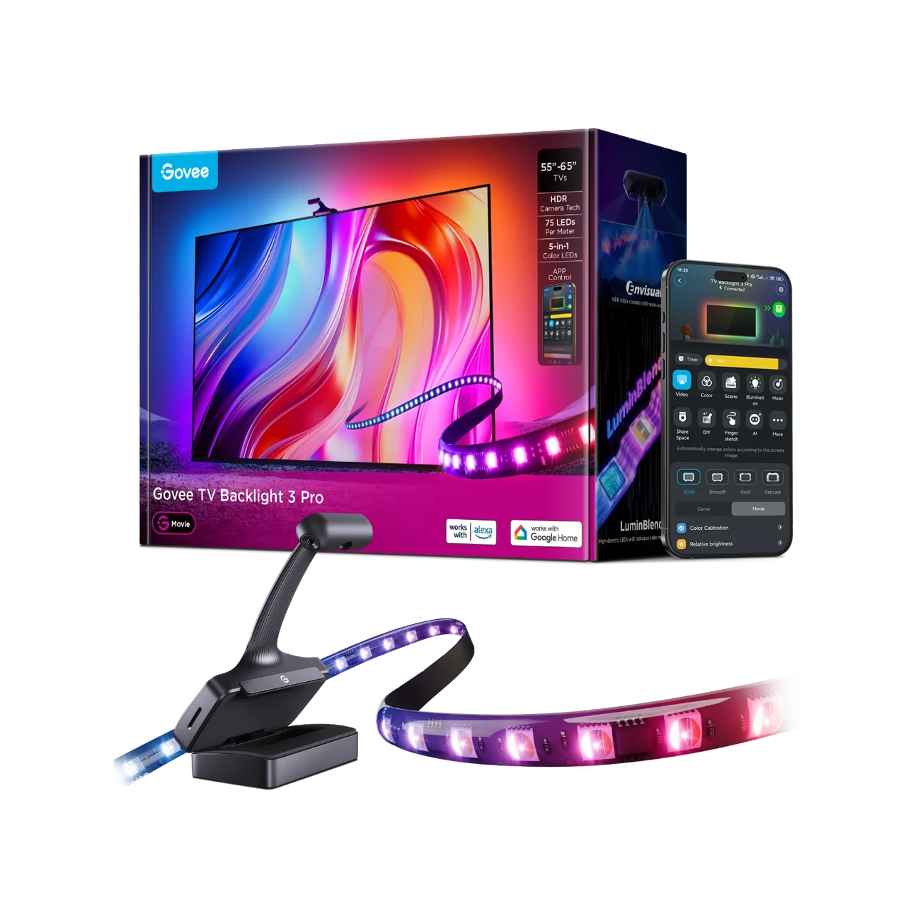 Набор адаптивной Ambilight подсветки Govee TV Backlight 3 Pro для 55-65" (H66A0)
