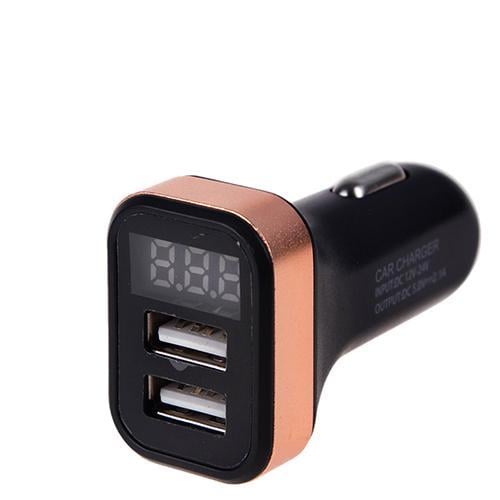 Автомобильное зарядное устройство 2 USB 12-24 V 5 V 2,1 A + вольтметр (70280)