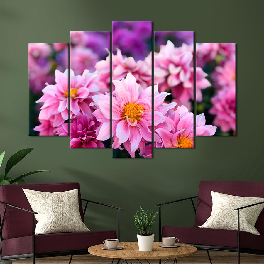 Картина цветы и растения Пышные розовые хризантемы 137x85 см (A1068-5)