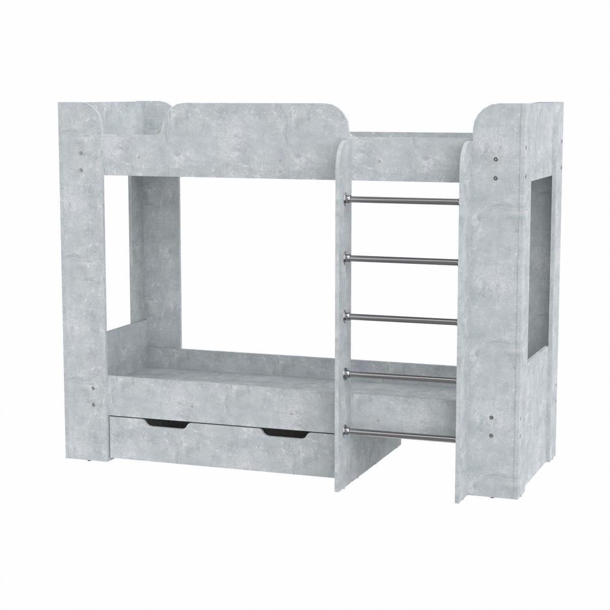 Ліжко двоярусне Компаніт Твікс 2 з ящиком 197,4х90,8х152,2 см Бетон (11857)