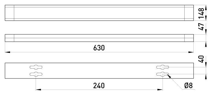 Светильник люминесцентный линейный E.NEXT e.lum.99004.2.20 36W 220V 2xG13/T8 630x148x47 мм IP20 ЭПРА (l001022) - фото 2