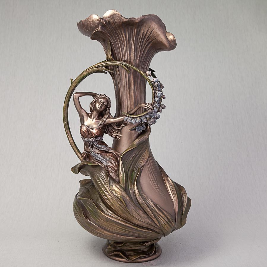 Декоративная настольная ваза Veronese Девушка в Гиацинте 39 см Бронзовый