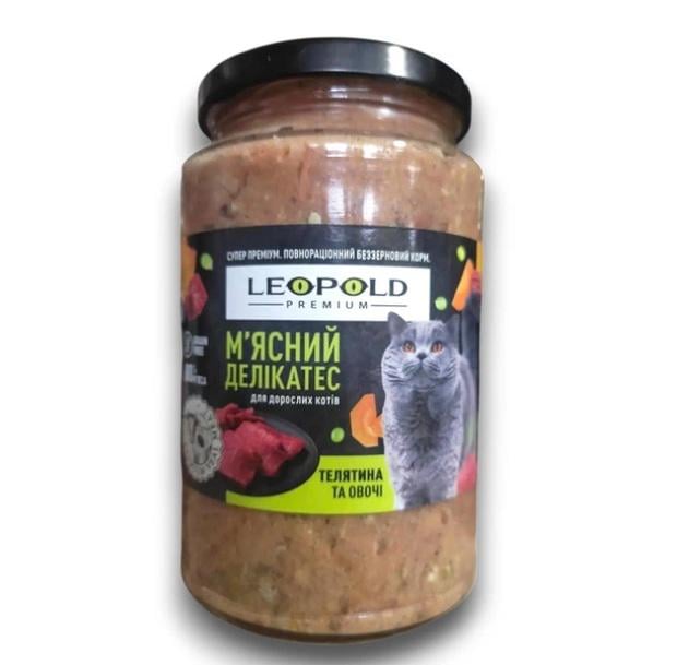 Корм вологий для котів Leopold Premium М’ясний делікатес телятина та овочі беззерновий 400 г (2863327886)