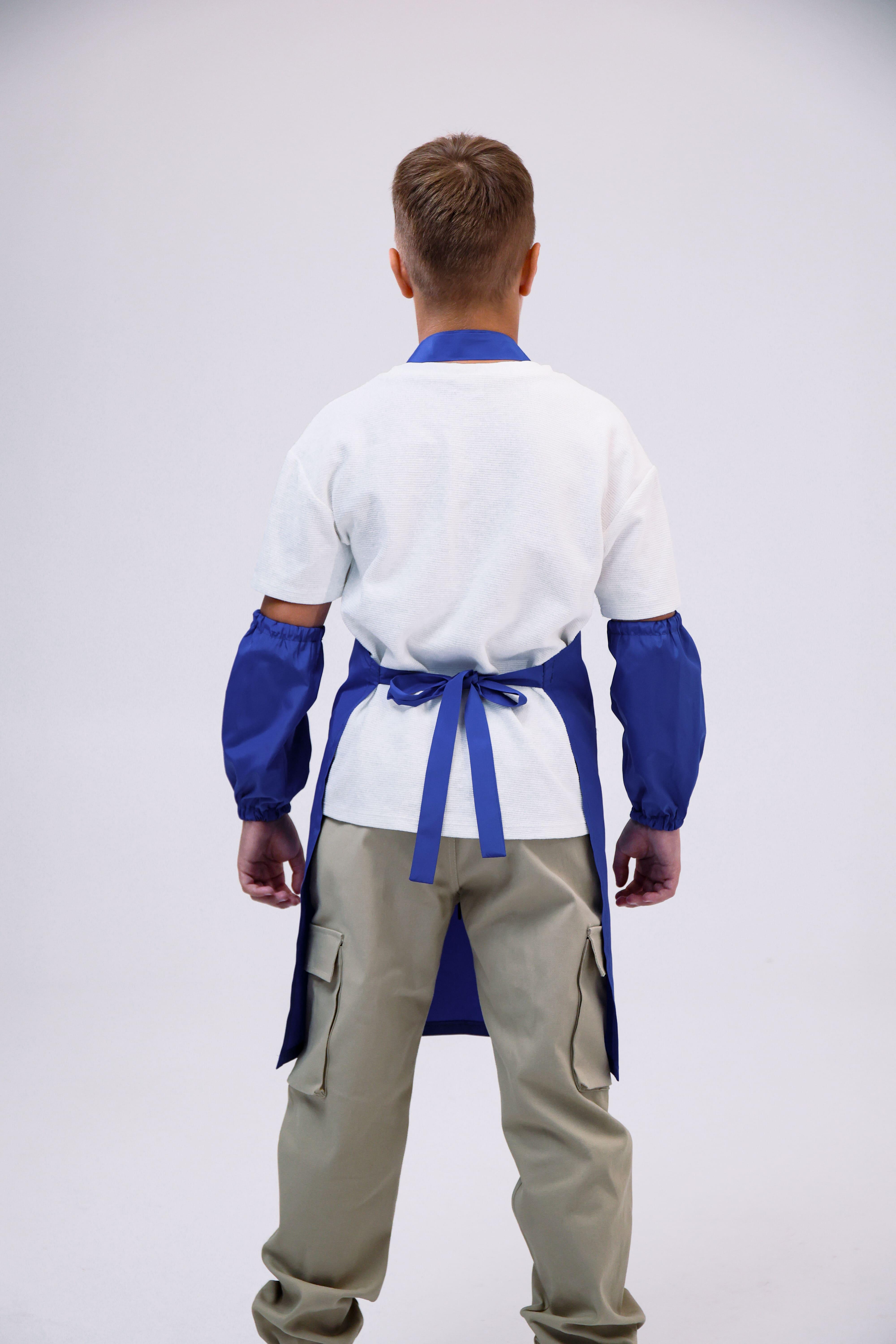 Фартук для уроков труда с нарукавниками из плащевой ткани для школы Электрик (п/хл-ел) - фото 2