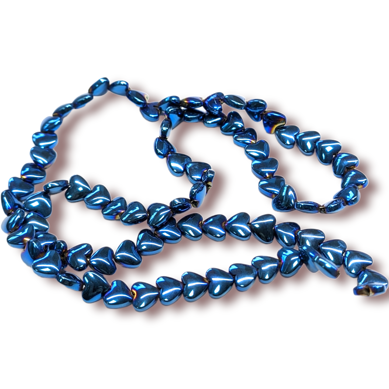 Бусины Сердце Гематит 6х3 мм Рондель нить 40 см Синий (БГ0603с14)