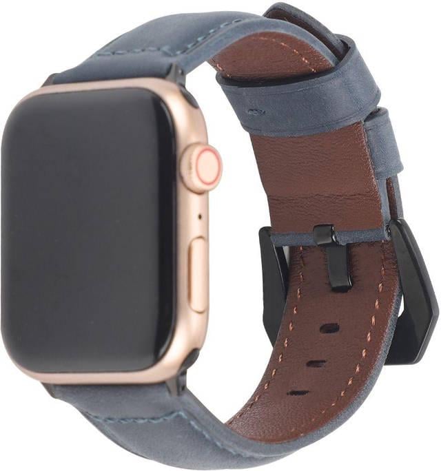 Ремешок из кожи Promate Stitch-42ML для Apple Watch 40-42 мм Blue - фото 1