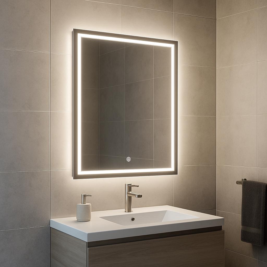 Дзеркало SENAM прямокутне вертикальне фоново-фронтальне підсвічування із сенсорною кнопкою 800х600 мм (PR.FF.V.8.6) - фото 6 Дзеркало SENAM прямокутне вертикальне фоново-фронтальне підсвічування із сенсорною кнопкою 800х600 мм (PR.FF.V.8.6) - фото 6