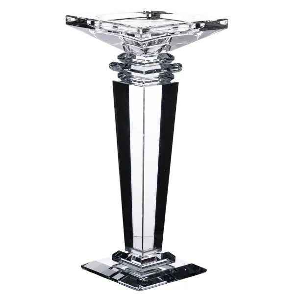 Подсвечник стеклянный Sylvie crystal с квадратным основанием 22,5 см Прозрачный - фото 1