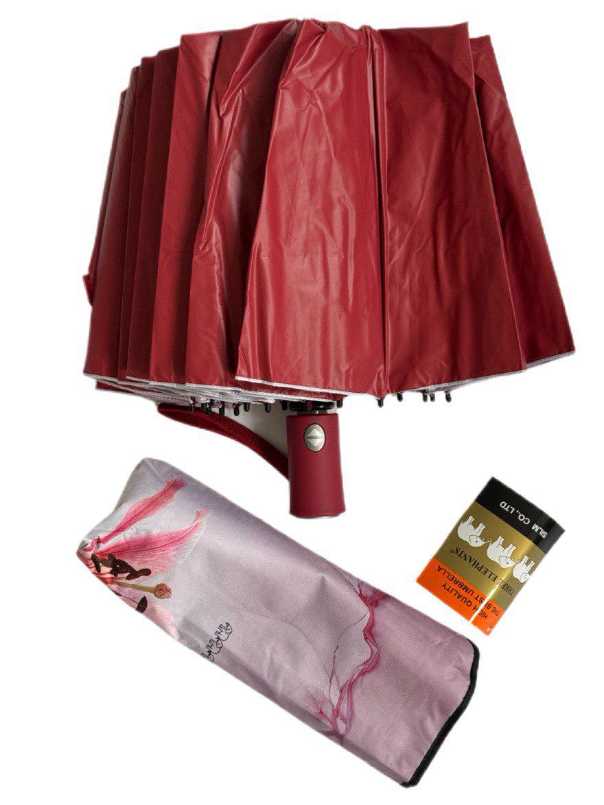 Парасолька-автомат жіноча Три Слона з квітами та однотонним куполом 16 спиць антивітер Червоний/Лілії (7569/1) - фото 3 Парасолька-автомат жіноча Три Слона з квітами та однотонним куполом 16 спиць антивітер Червоний/Лілії (7569/1) - фото 3