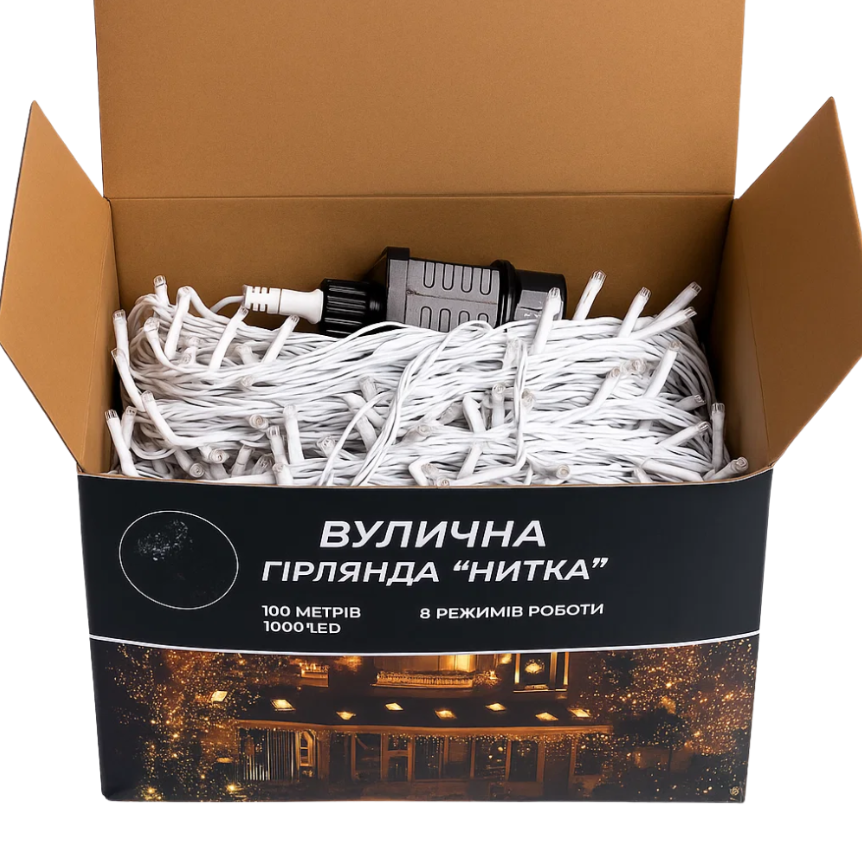 Гирлянда нить уличная 1000 LED 100 м от сети белая нить Синий - фото 8 Гирлянда нить уличная 1000 LED 100 м от сети белая нить Синий - фото 8