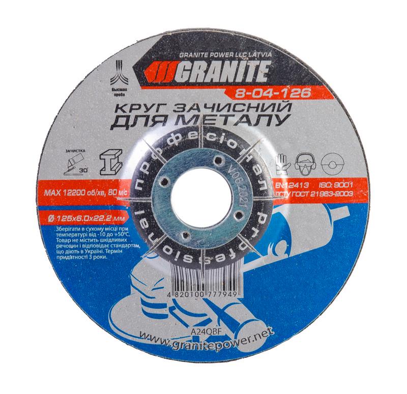 Диск абразивный зачистной для металла GRANITE GM 125х6,0х22,2 мм (8-04-126)