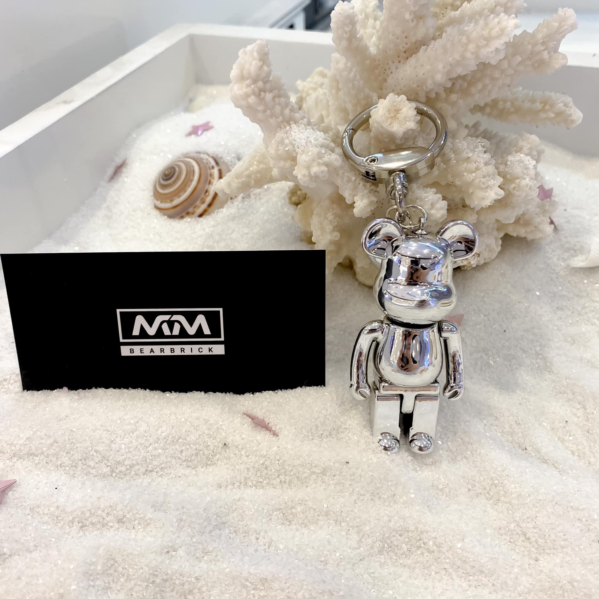 Блестящий брелок Bearbrick мишка со сплава Серебристый
