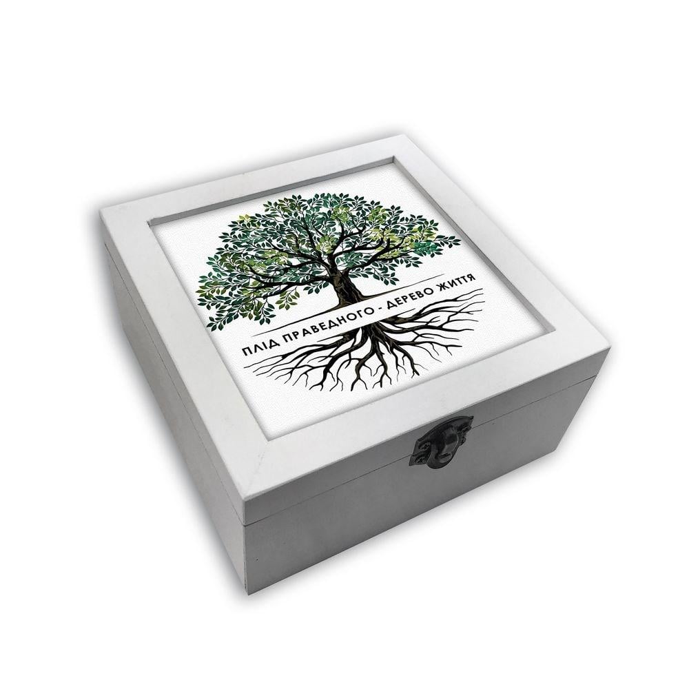 Шкатулка "Плід праведного - дерево життя" 12х12 см Білий (хрсп0001б)