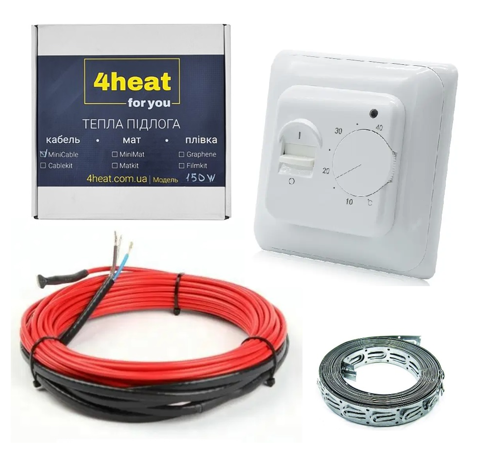 Теплый пол 4HEAT CableKit Standart-75 с кабелем в стяжку и терморегулятором 0,4-0,6 м2 (4HT.CKST.75) - фото 6