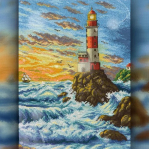 Алмазная вышивка The Wortex Diamonds Маяк на скалах 30x40 см TWD30025