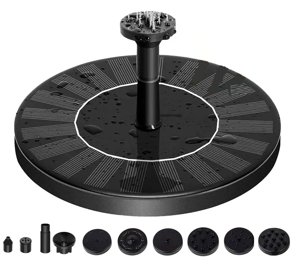 Фонтан садовый насос с солнечной панелью и 10 насадками 13 см (234564837)