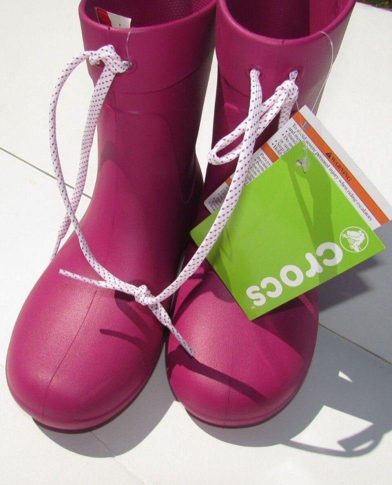 Чоботи жіночі гумові Crocs Freesail Shorty Rain Boot Berry р. 35 Яскраво-рожевий (10404) - фото 12