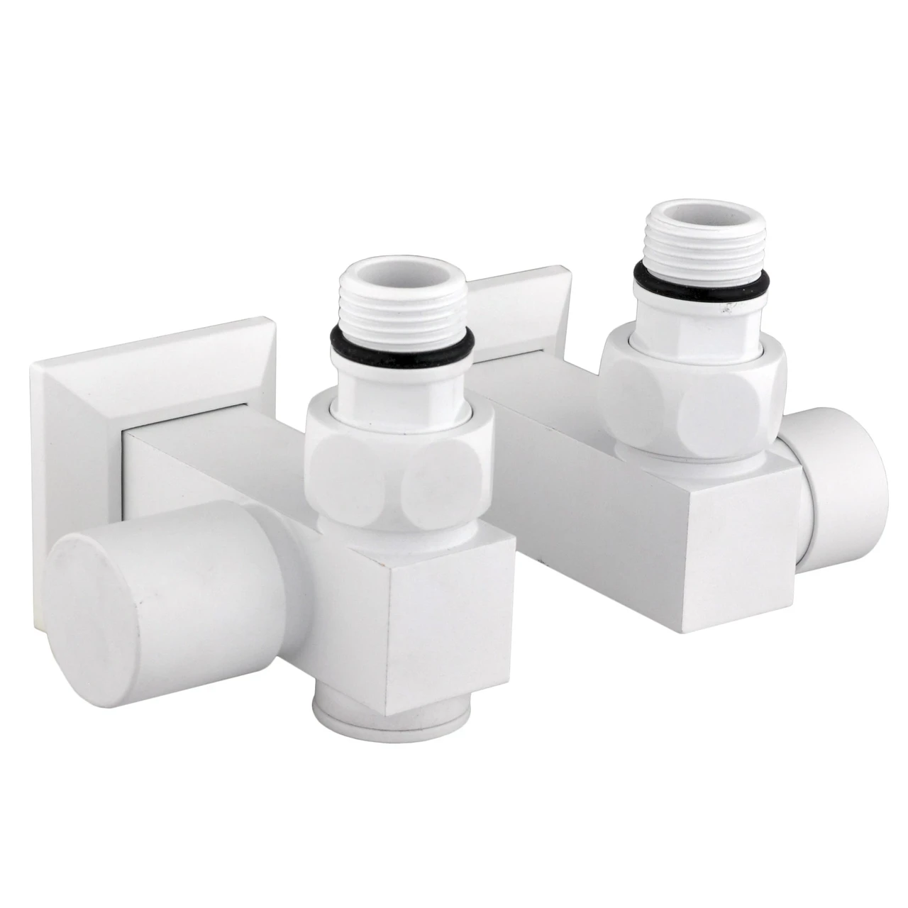 Комплект кранів вентильних кутових з американкою Solomon LUX 1/2" CUBE 8888_ТЕН White (23500530)