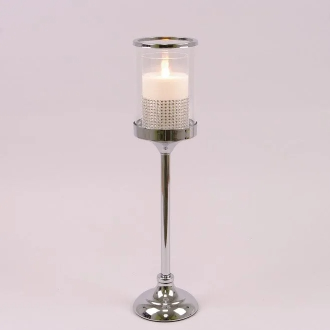 Підсвічник металевий Flora 46 см Срібний (37807) - фото 2